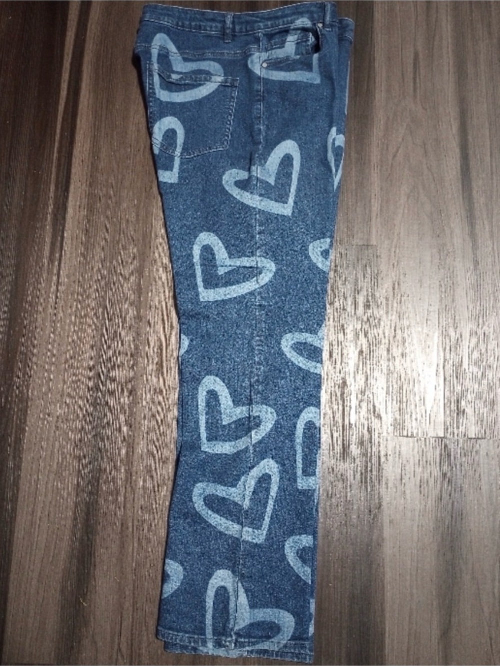 Versona Blue Heart-Print Straight-Leg Jeans